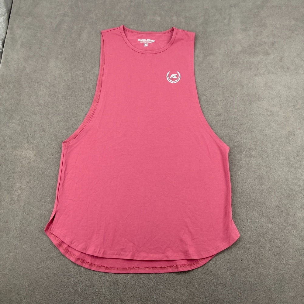 Elysium Athletic Muscle Tank Top Mens‎ XL Pink Stretch Athletic Fit Gym Workout